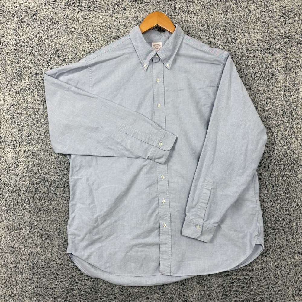 Brooks Brothers MAKERS Shirt Mens 18-36 Blue Oxford Supima Cotton USA OCBD Vtg